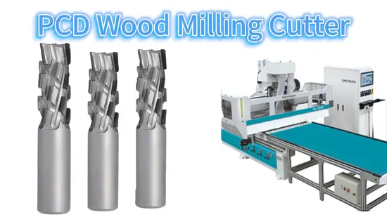 PCD Milling Cutter CNC Tool PCD Wood Router Bits PCD Tipped Rotation Router Bit Woodworking Milling Cutter